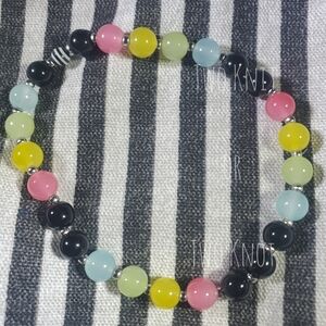 Multicolor Beaded Stretch Ankle Bracelet Black, Pink, Yellow, Mint, Light Blue